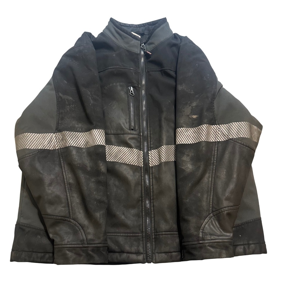 RefrigiWear Jacket Mens 2XL Black Zip Softshell Outdoor Reflective Workwear